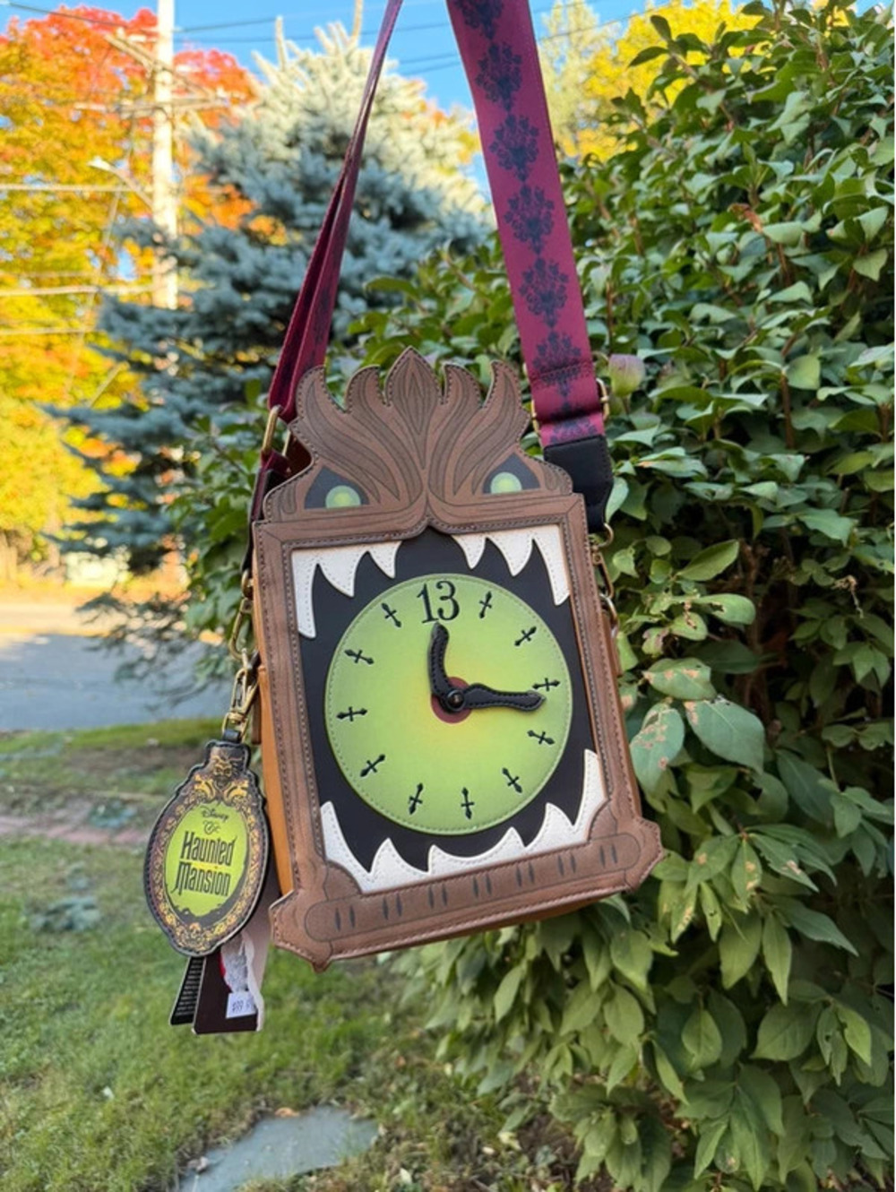 Loungefly Disney Haunted Mansion Clock Crossbody Bag NWT Glow in Dark